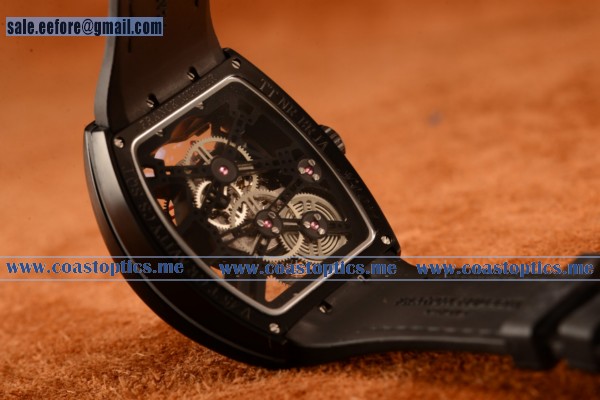 Franck Muller Vanguard Miyota Automatic Copy Tourbillon Pvd Case With Skeleton Dial Leather/Rubber Strap